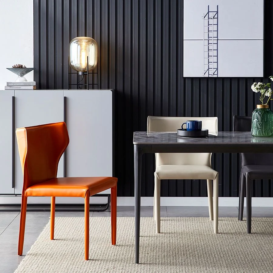 Sedia da pranzo pelle con sedia da pranzo senza braccioli dal design contemporaneo Clearhalo