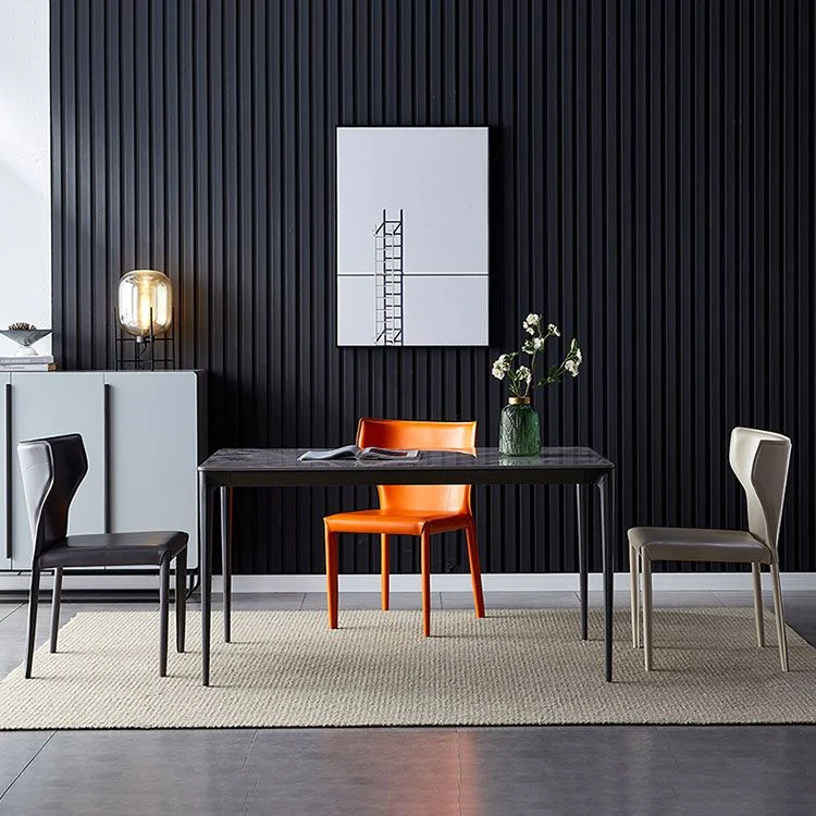Sedia da pranzo pelle con sedia da pranzo senza braccioli dal design contemporaneo Clearhalo