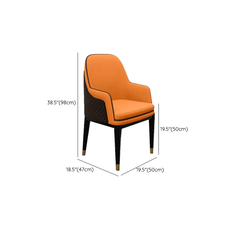 Sedia da pranzo pelle Parsons Arm Chair Glam Style per soggiorno Clearhalo