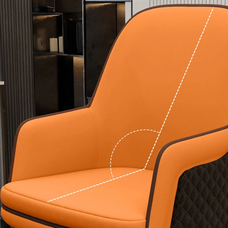Sedia da pranzo pelle Parsons Arm Chair Glam Style per soggiorno Clearhalo