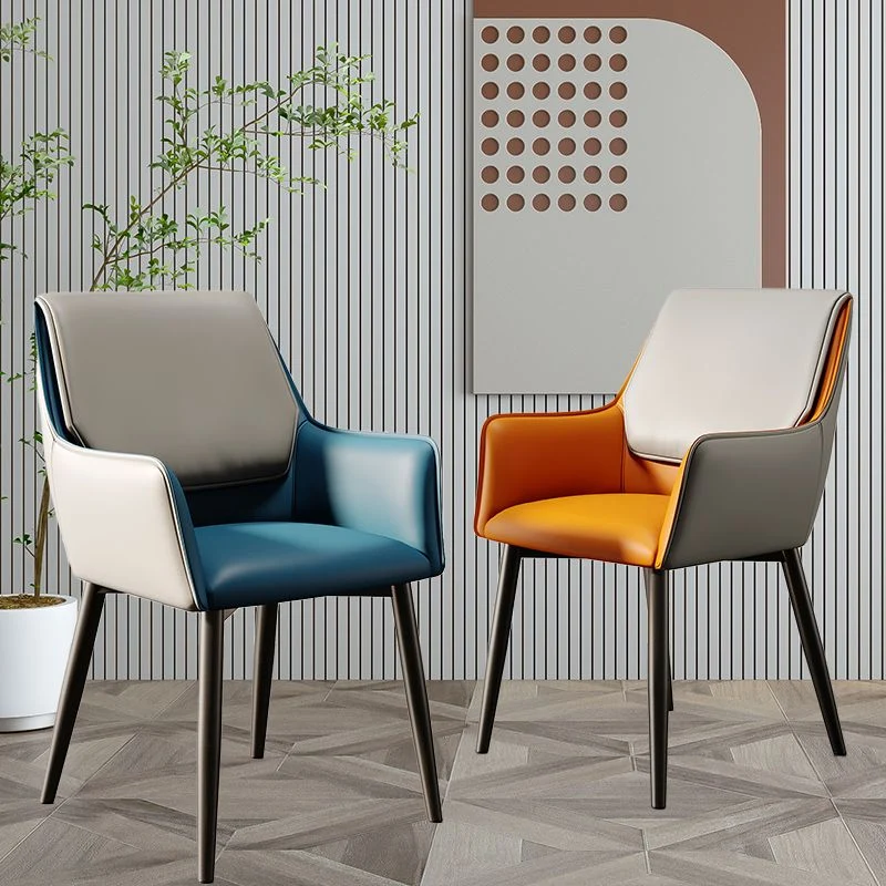 Sedia da pranzo pelle Parsons Arm Chair stile moderno per sala da pranzo Clearhalo