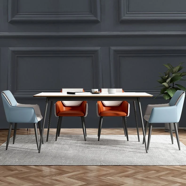 Sedia da pranzo pelle Parsons Arm Chair stile moderno per sala da pranzo Clearhalo