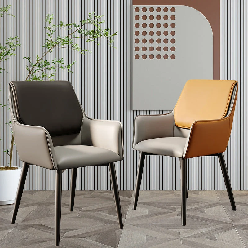 Sedia da pranzo pelle Parsons Arm Chair stile moderno per sala da pranzo Clearhalo