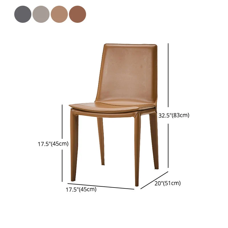 Sedia da pranzo pelle Sedia dal design moderno senza braccioli con schienale massiccio Clearhalo