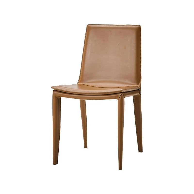 Sedia da pranzo pelle Sedia dal design moderno senza braccioli con schienale massiccio Clearhalo