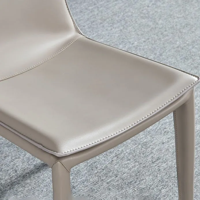 Sedia da pranzo pelle Sedia dal design moderno senza braccioli con schienale massiccio Clearhalo