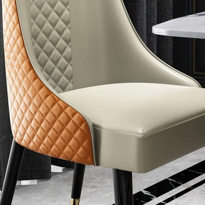Sedia da pranzo pelle PU Sedia laterale imbottita glamour con gambe legno Clearhalo