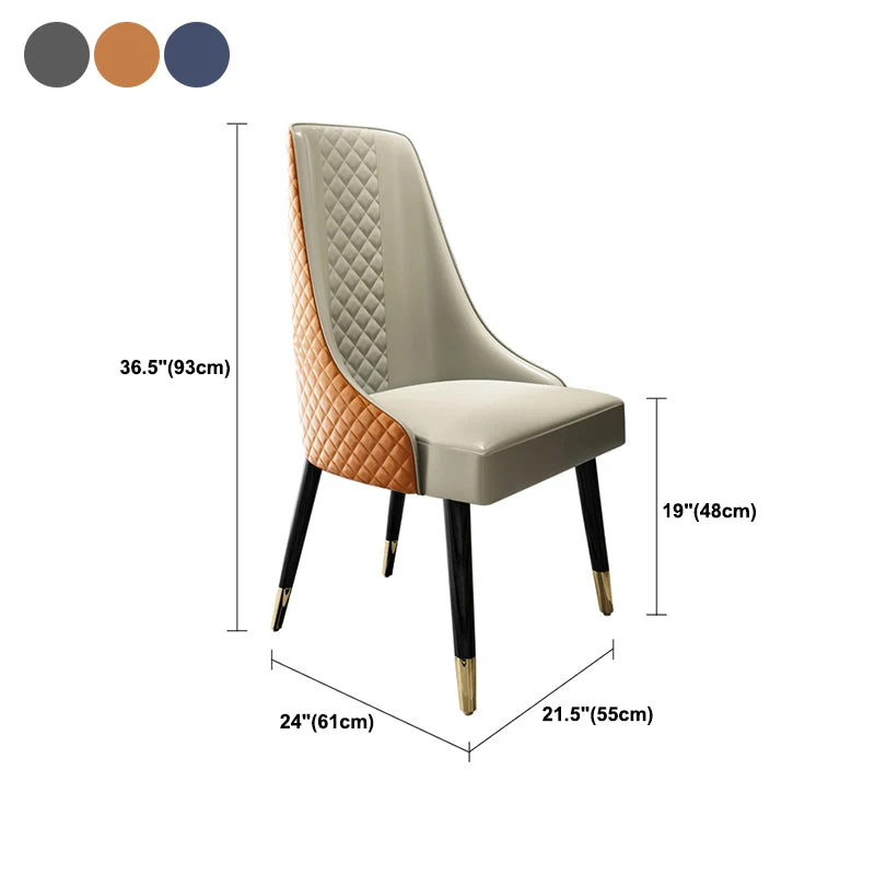 Sedia da pranzo pelle PU Sedia laterale imbottita glamour con gambe legno Clearhalo