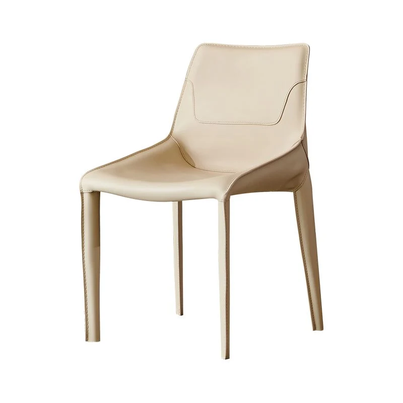 Sedia da pranzo pelle Sedia da pranzo laterale dal design minimalista con bracciolo e schienale solido Clearhalo