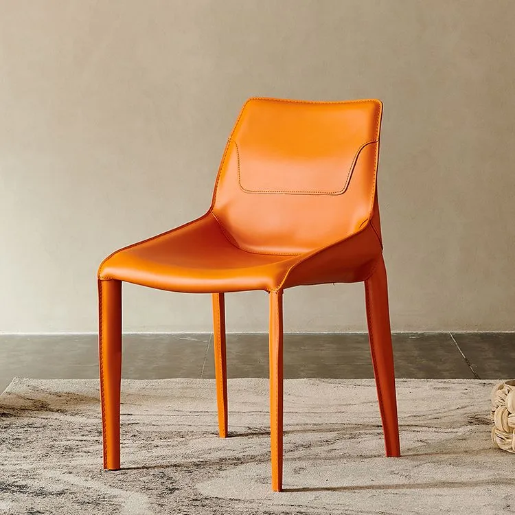 Sedia da pranzo pelle Sedia da pranzo laterale dal design minimalista con bracciolo e schienale solido Clearhalo