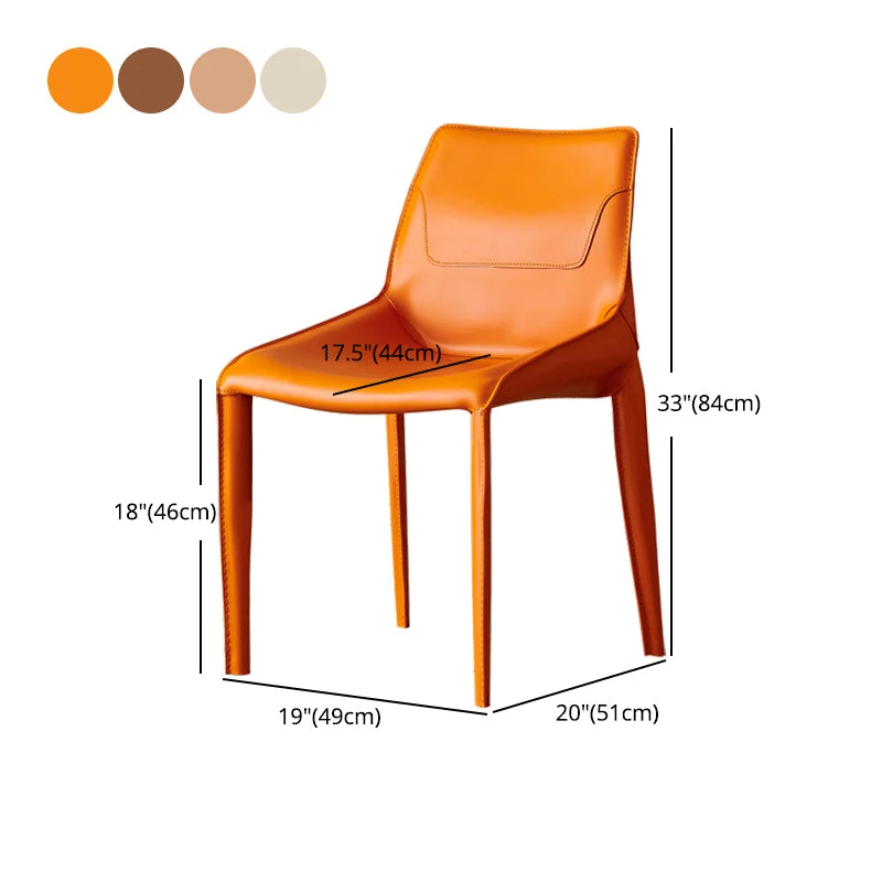 Sedia da pranzo pelle Sedia da pranzo laterale dal design minimalista con bracciolo e schienale solido Clearhalo