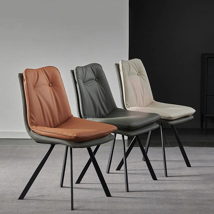 Sedia da pranzo pelle Sedie dal design industriale con schienale massiccio senza braccioli Clearhalo