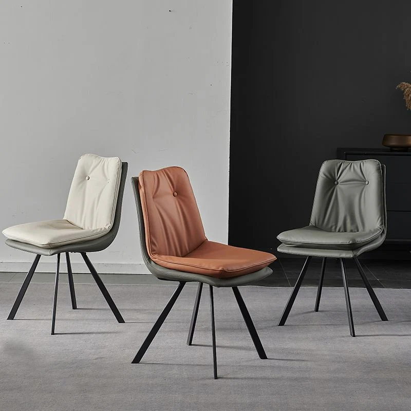Sedia da pranzo pelle Sedie dal design industriale con schienale massiccio senza braccioli Clearhalo