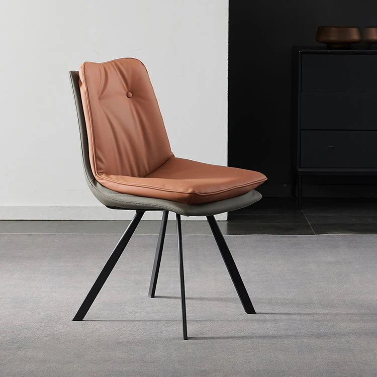 Sedia da pranzo pelle Sedie dal design industriale con schienale massiccio senza braccioli Clearhalo