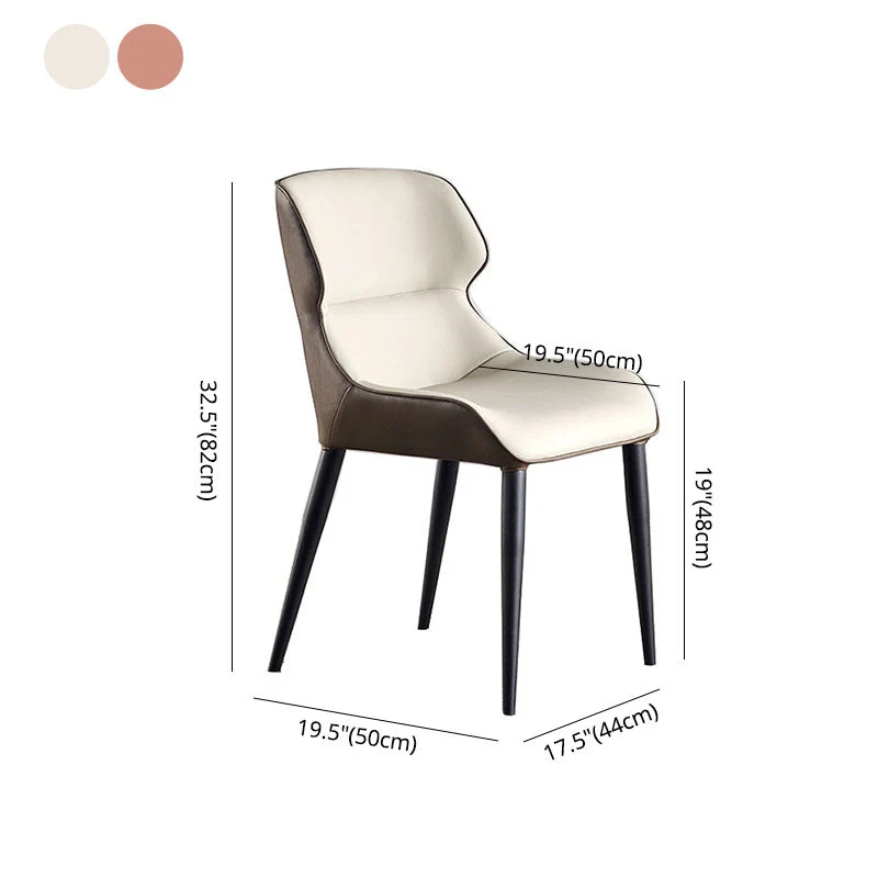 Sedia da pranzo pelle, stile minimalista, con braccioli Parsons Wingback Clearhalo