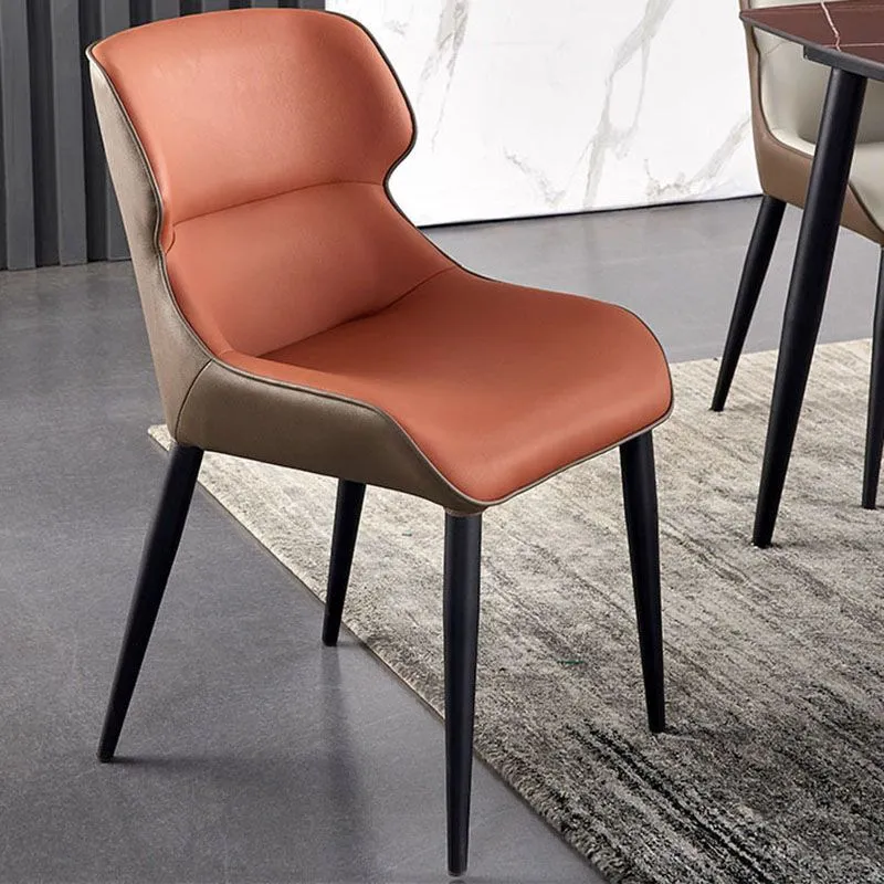 Sedia da pranzo pelle, stile minimalista, con braccioli Parsons Wingback Clearhalo