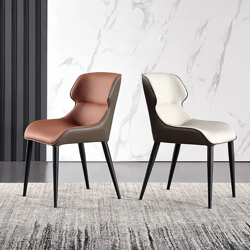 Sedia da pranzo pelle, stile minimalista, con braccioli Parsons Wingback Clearhalo