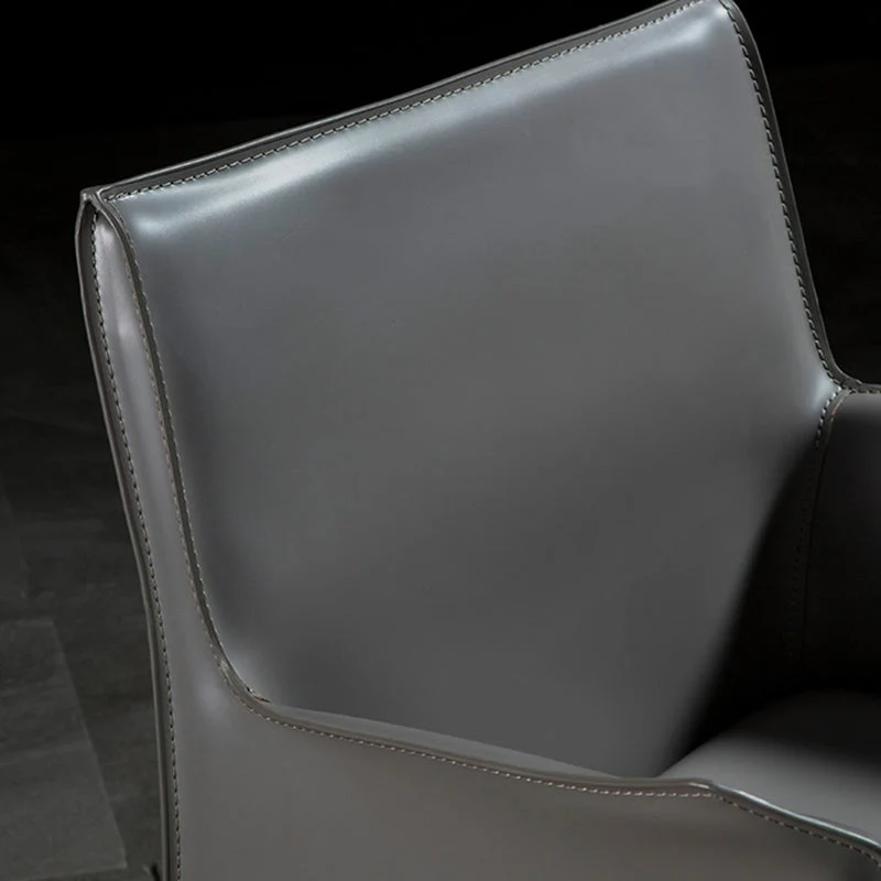 Sedia da pranzo pelle stile minimalista Sedia laterale da pranzo con bracciolo con schienale massiccio per la casa Clearhalo