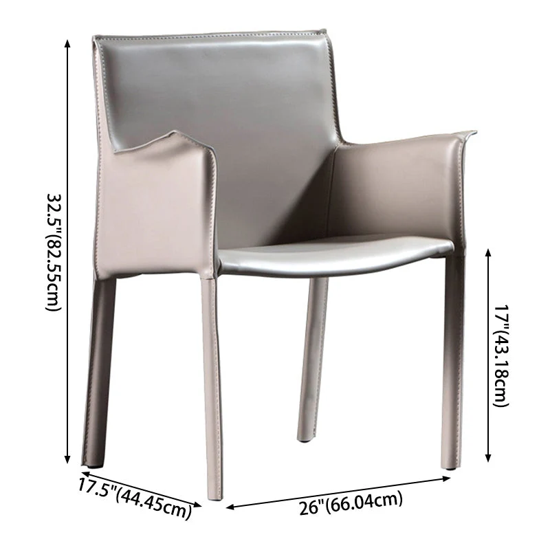 Sedia da pranzo pelle stile minimalista Sedia laterale da pranzo con bracciolo con schienale massiccio per la casa Clearhalo