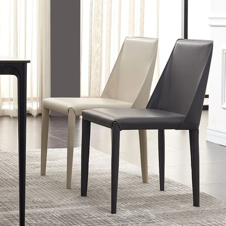 Sedia da pranzo pelle stile moderno, sedia laterale metallo senza braccioli per uso domestico Clearhalo