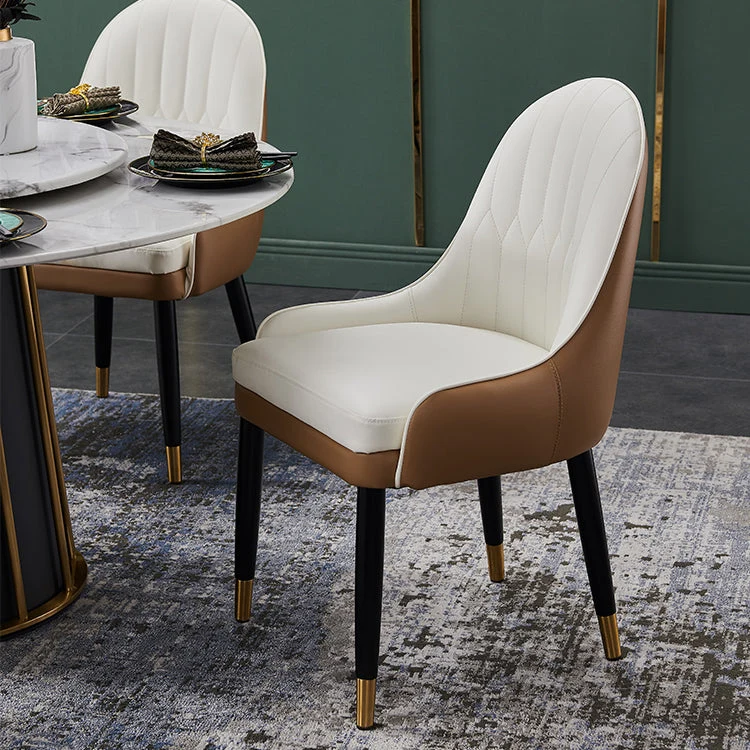 Sedia da pranzo pelle stile nordico glam Sedia Parsons da cucina con gambe legno Clearhalo