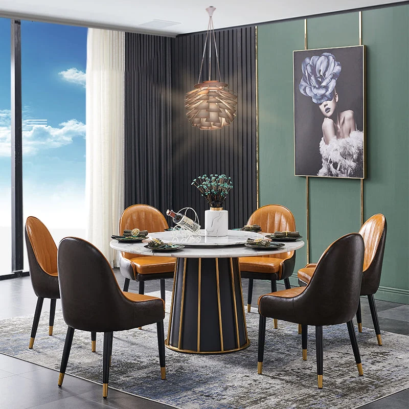 Sedia da pranzo pelle stile nordico glam Sedia Parsons da cucina con gambe legno Clearhalo