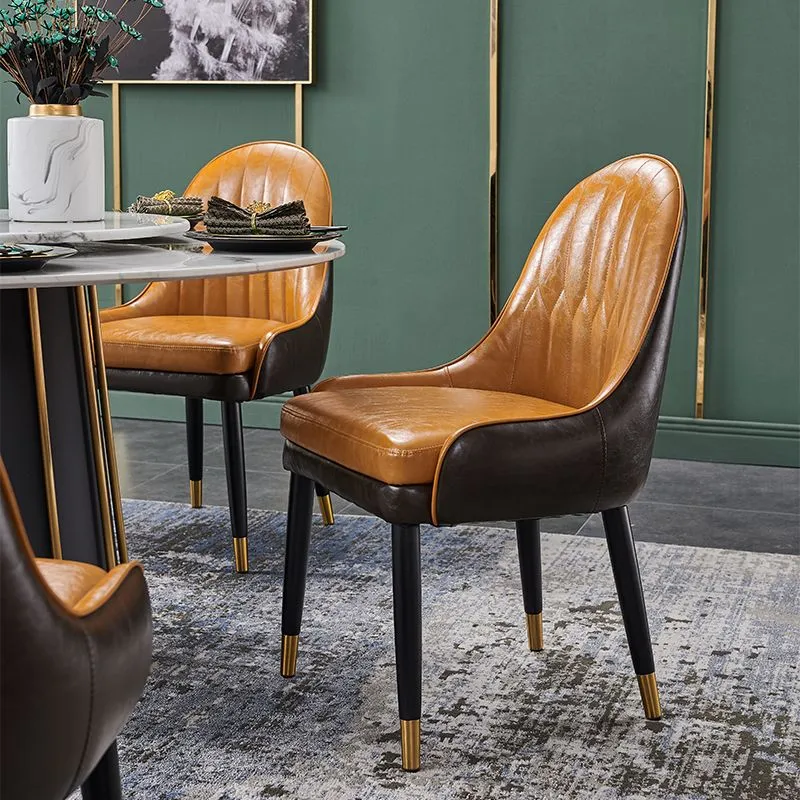 Sedia da pranzo pelle stile nordico glam Sedia Parsons da cucina con gambe legno Clearhalo