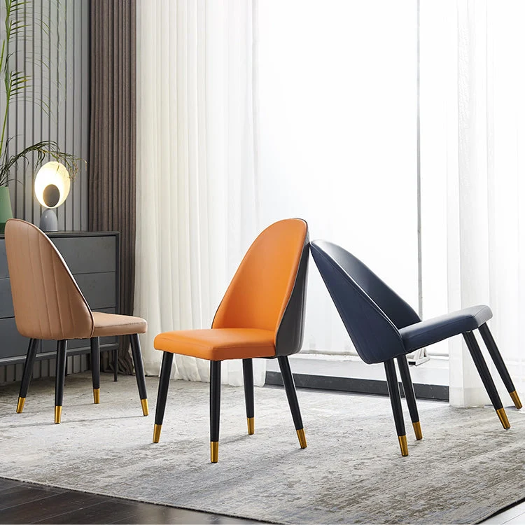Sedia da pranzo pelle stile nordico glam Sedia Parsons con gambe legno per cucina Clearhalo