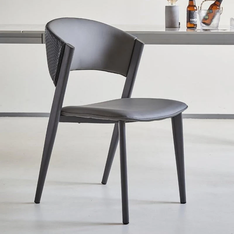 Sedia da pranzo per la casa ecopelle con sedia imbottita industriale senza braccioli Clearhalo