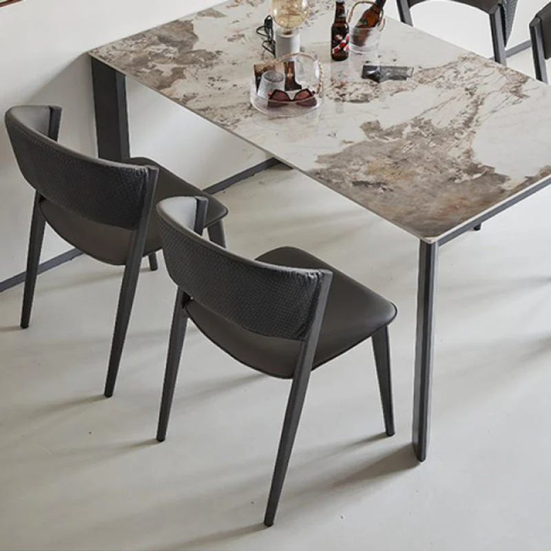 Sedia da pranzo per la casa ecopelle con sedia imbottita industriale senza braccioli Clearhalo