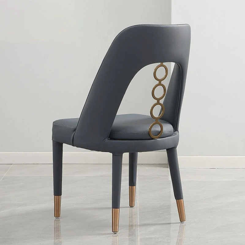 Sedia da pranzo per la casa ecopelle Sedia laterale da pranzo con schienale aperto grigio Clearhalo