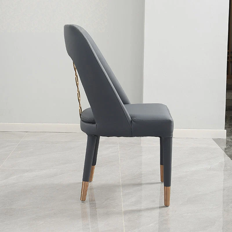 Sedia da pranzo per la casa ecopelle Sedia laterale da pranzo con schienale aperto grigio Clearhalo