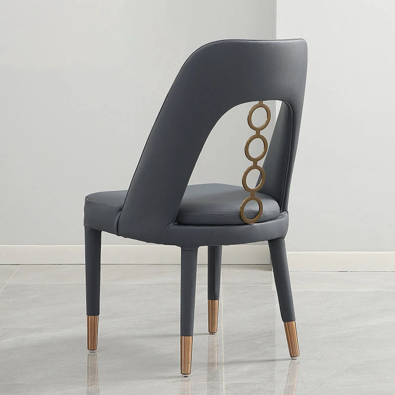 Sedia da pranzo per la casa ecopelle Sedia laterale da pranzo con schienale aperto grigio Clearhalo