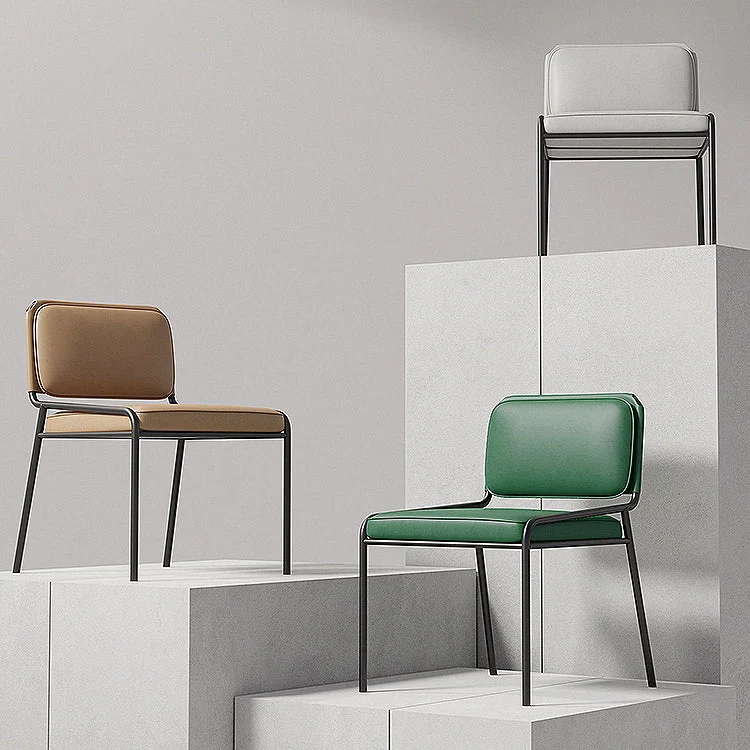Sedia da pranzo per la casa imbottita con schienale aperto pelle stile moderno Clearhalo