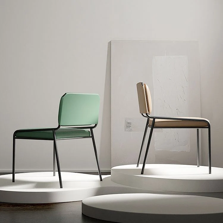 Sedia da pranzo per la casa imbottita con schienale aperto pelle stile moderno Clearhalo