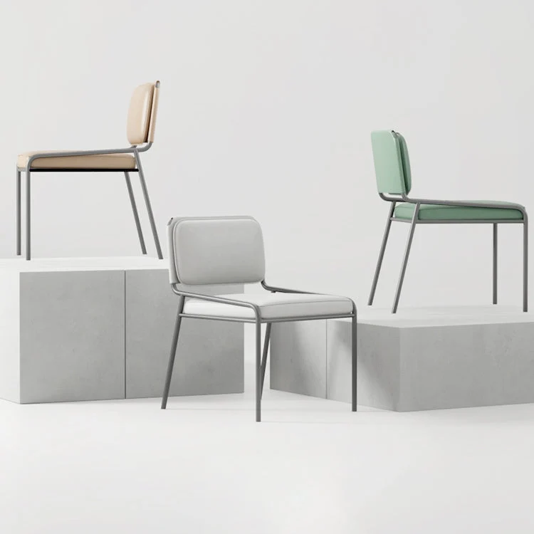 Sedia da pranzo per la casa imbottita con schienale aperto pelle stile moderno Clearhalo