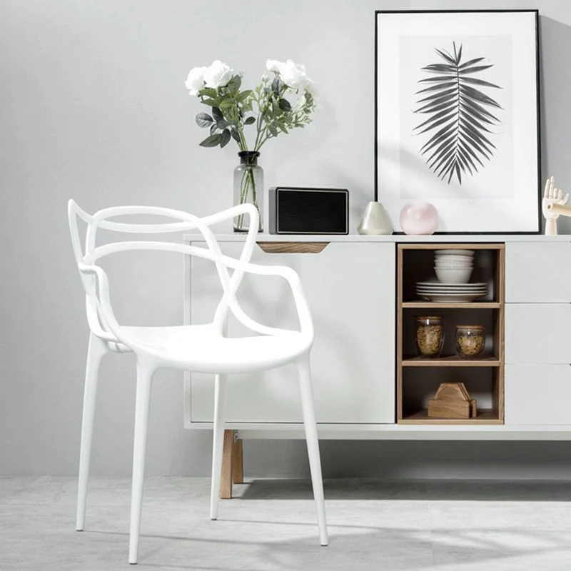 Sedia da pranzo per cucina contemporanea sedia laterale plastica con schienale incrociato Clearhalo