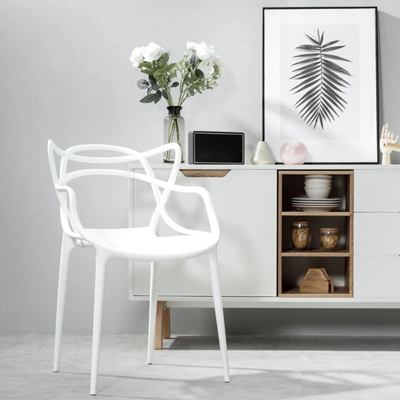 Sedia da pranzo per cucina contemporanea sedia laterale plastica con schienale incrociato Clearhalo