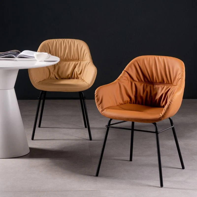 Sedia da pranzo per interni imbottita pelle con poltrona Parsons stile moderno Clearhalo