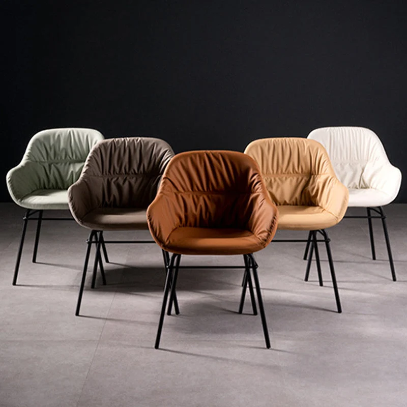 Sedia da pranzo per interni imbottita pelle con poltrona Parsons stile moderno Clearhalo
