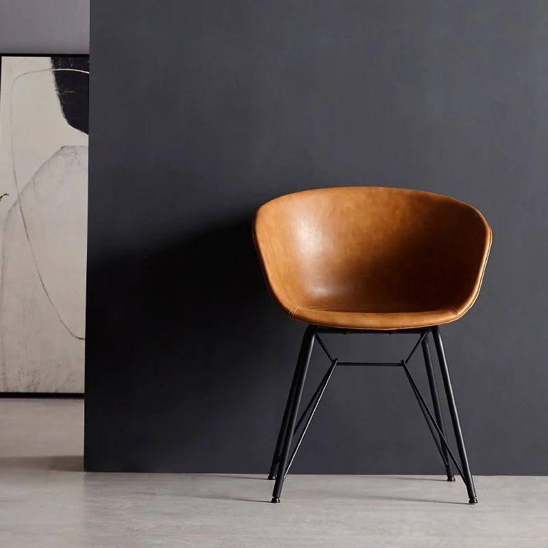 Sedia da pranzo per interni moderna pelle con poltrona e struttura metallo Clearhalo