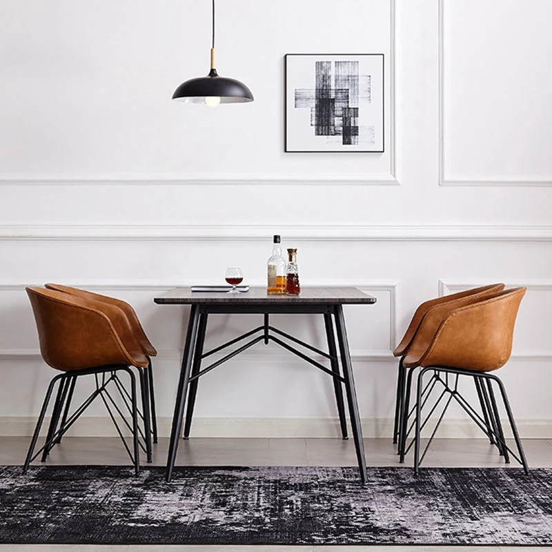 Sedia da pranzo per interni moderna pelle con poltrona e struttura metallo Clearhalo