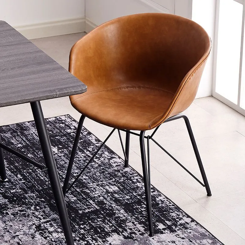 Sedia da pranzo per interni moderna pelle con poltrona e struttura metallo Clearhalo