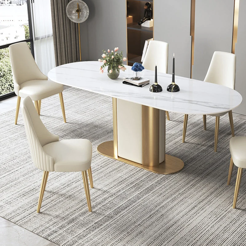 Sedia da pranzo per interni pelle bianca Parsons stile glam Clearhalo