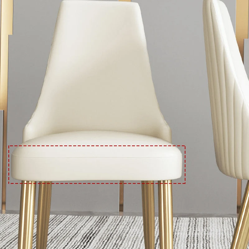 Sedia da pranzo per interni pelle bianca Parsons stile glam Clearhalo