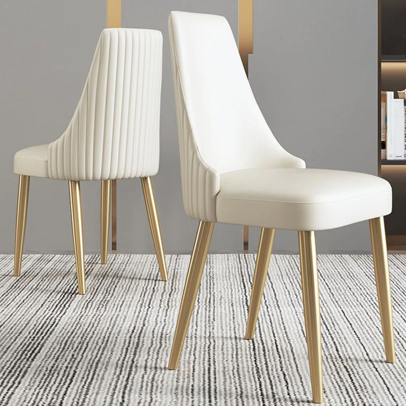 Sedia da pranzo per interni pelle bianca Parsons stile glam Clearhalo