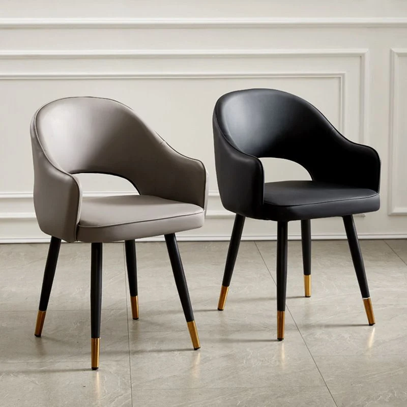 Sedia da pranzo per interni pelle con schienale aperto stile Glam per la casa Clearhalo