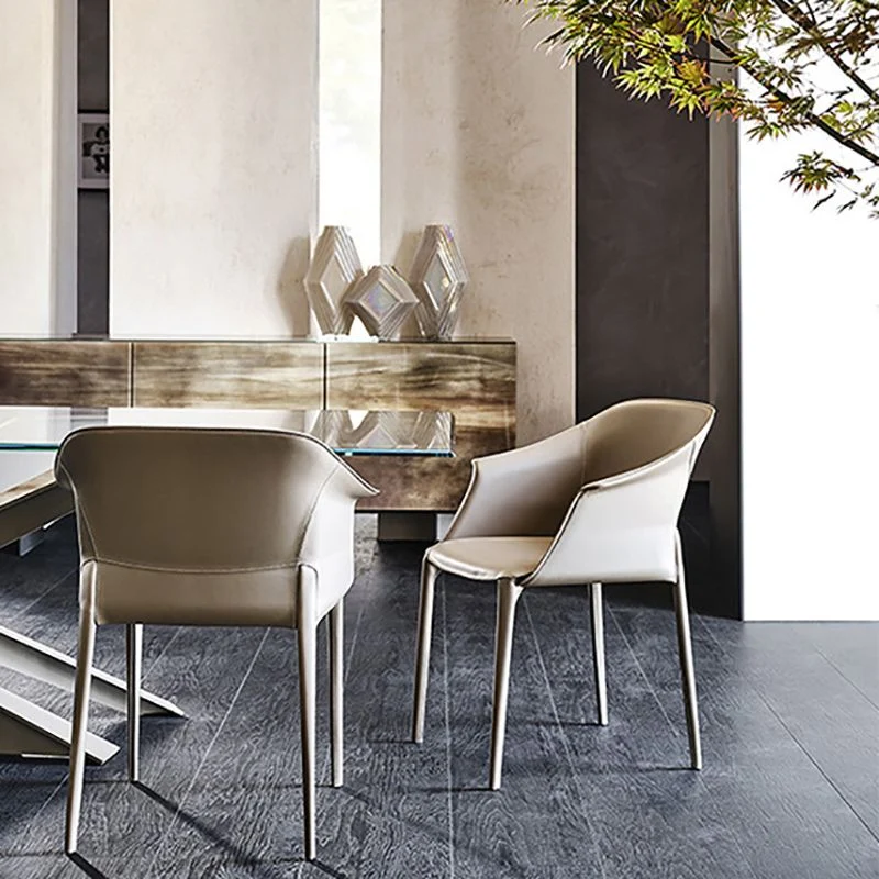 Sedia da pranzo per interni pelle con poltrona stile moderno per uso domestico Clearhalo