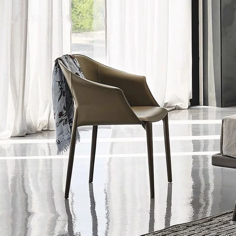 Sedia da pranzo per interni pelle con poltrona stile moderno per uso domestico Clearhalo