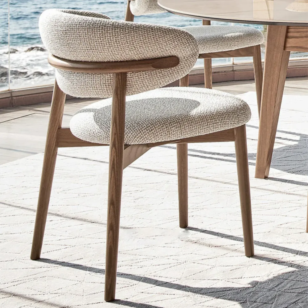 Sedia da pranzo per patio per interni Sedia imbottita con schienale aperto senza braccioli Clearhalo
